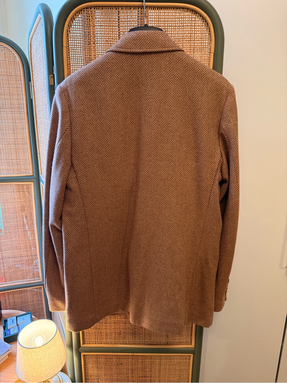 Super Rare Rowing Blazers Camel Herringbone Blazer w Patch 40R Made in Portugal - Picture 10 of 12